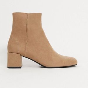 Pull&Bear faux-suede ankle boot in camel